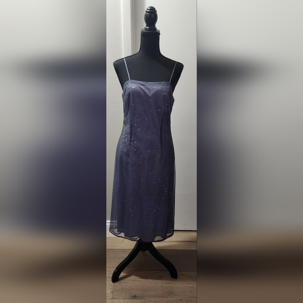 NWT Vintage Express Sequins Blue Fairy Dress Grey Mesh Overlay sz 5/6 (BIN C)